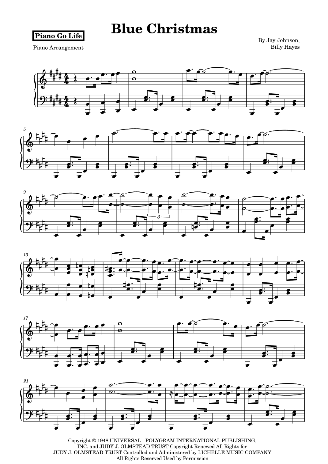 Blue Christmas (arr. Piano Go Life)