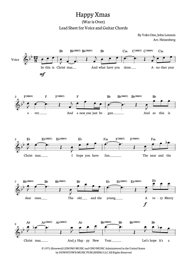 Happy Xmas (war Is Over) (arr. Heisenberg)