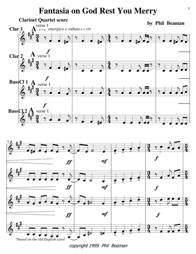 Fantasia on God Rest You Merry - Clarinet Quartet 2 (arr. Phil Beaman)