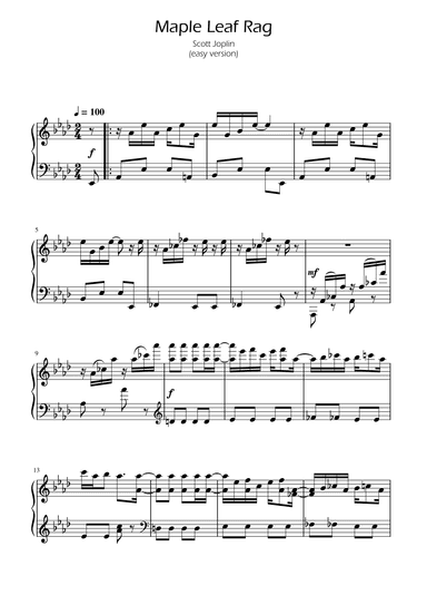 Maple Leaf Rag - Scott Joplin - Easy Piano (arr. Ygor Nunes)