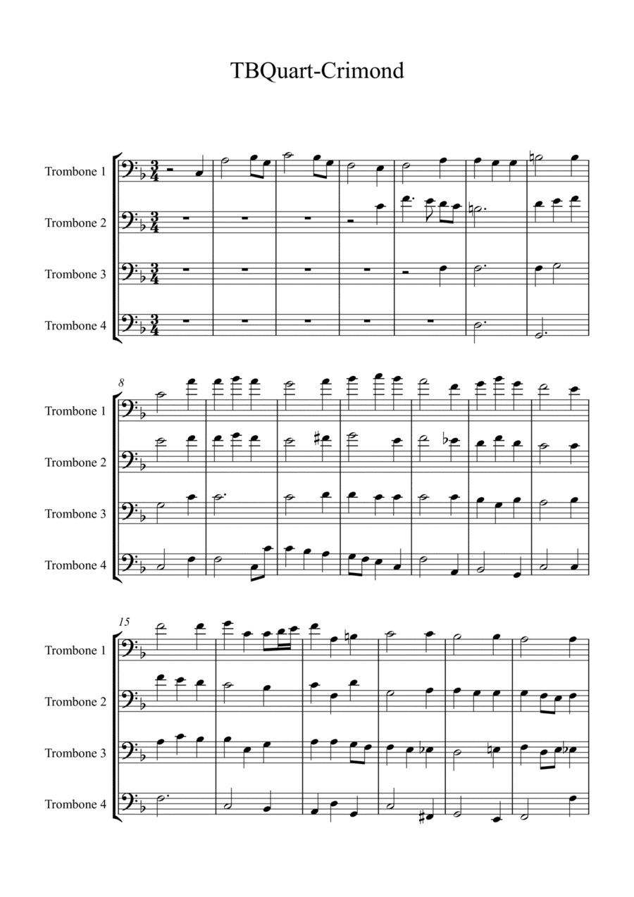Crimond for trombone quartet (arr. Adapted and arranged by David Watson)