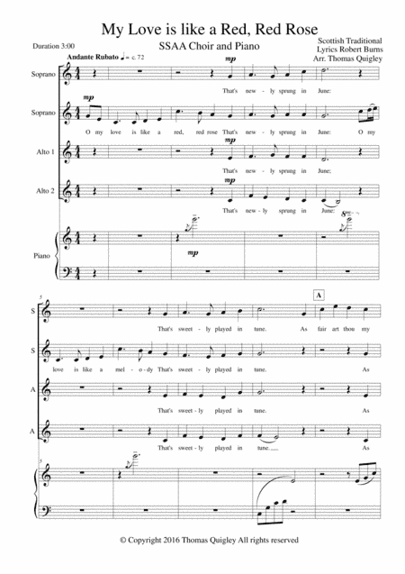 My Love is like a Red, Red, Rose (arr. Thomas Quigley)