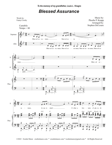 Blessed Assurance (Duet for Soprano and Alto solo) (arr. Stephen DeCesare)