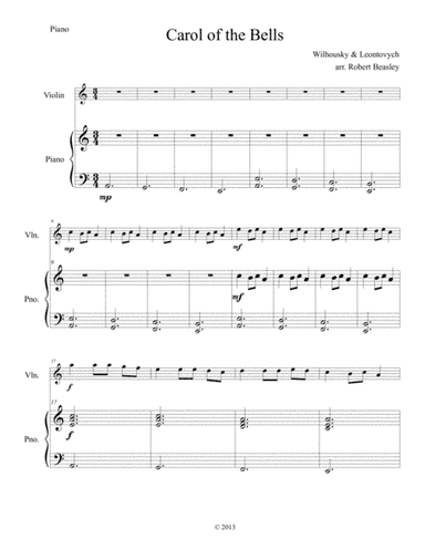 Carol of the Bells (violin w/ piano accomp) (arr. Robert Beasley)