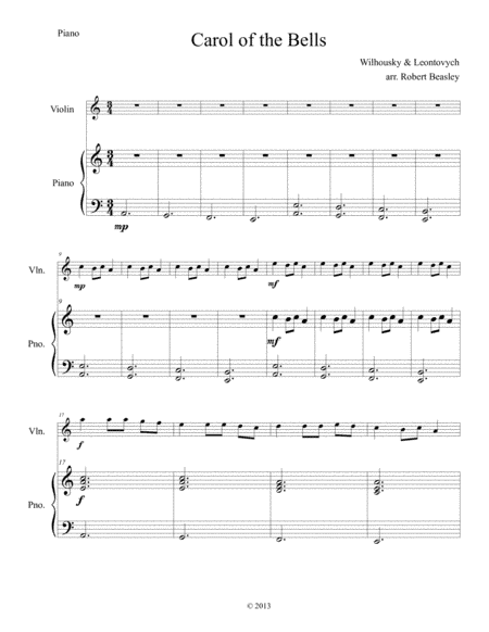 Carol of the Bells (violin w/ piano accomp) (arr. Robert Beasley)