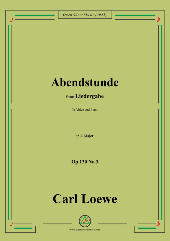 Loewe-Abendstunde,Op.130 No.3,in A Major (arr. OSM Press)