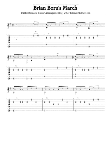 Brian Boru's March (For Fingerstyle Guitar Tuned Drop D) (arr. Ellsworth McMeen)