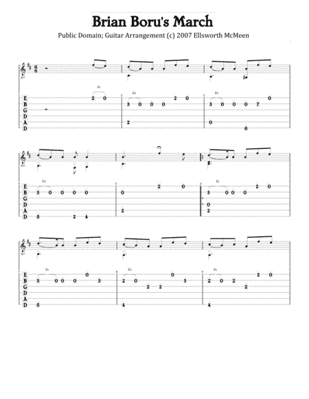Brian Boru's March (For Fingerstyle Guitar Tuned Drop D) (arr. Ellsworth McMeen)