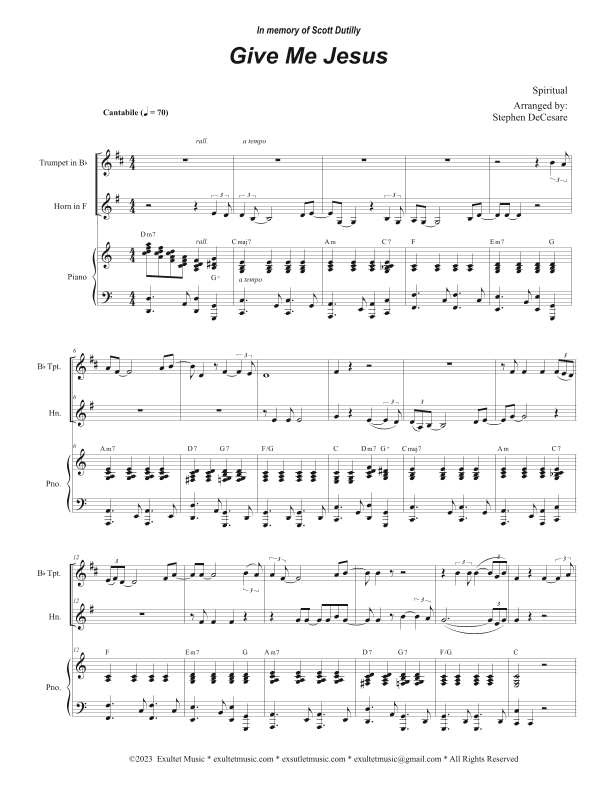 Give Me Jesus (Duet for Bb-Trumpet and French Horn) (arr. Stephen DeCesare)