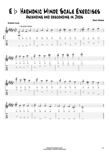 Eb Harmonic Minor Scale Exercises - Ascending and Descending in 3rds