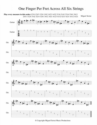One Finger Per Fret Across All Six Strings (Guitar Study)