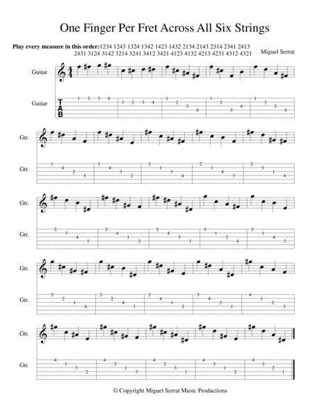 One Finger Per Fret Across All Six Strings (Guitar Study)