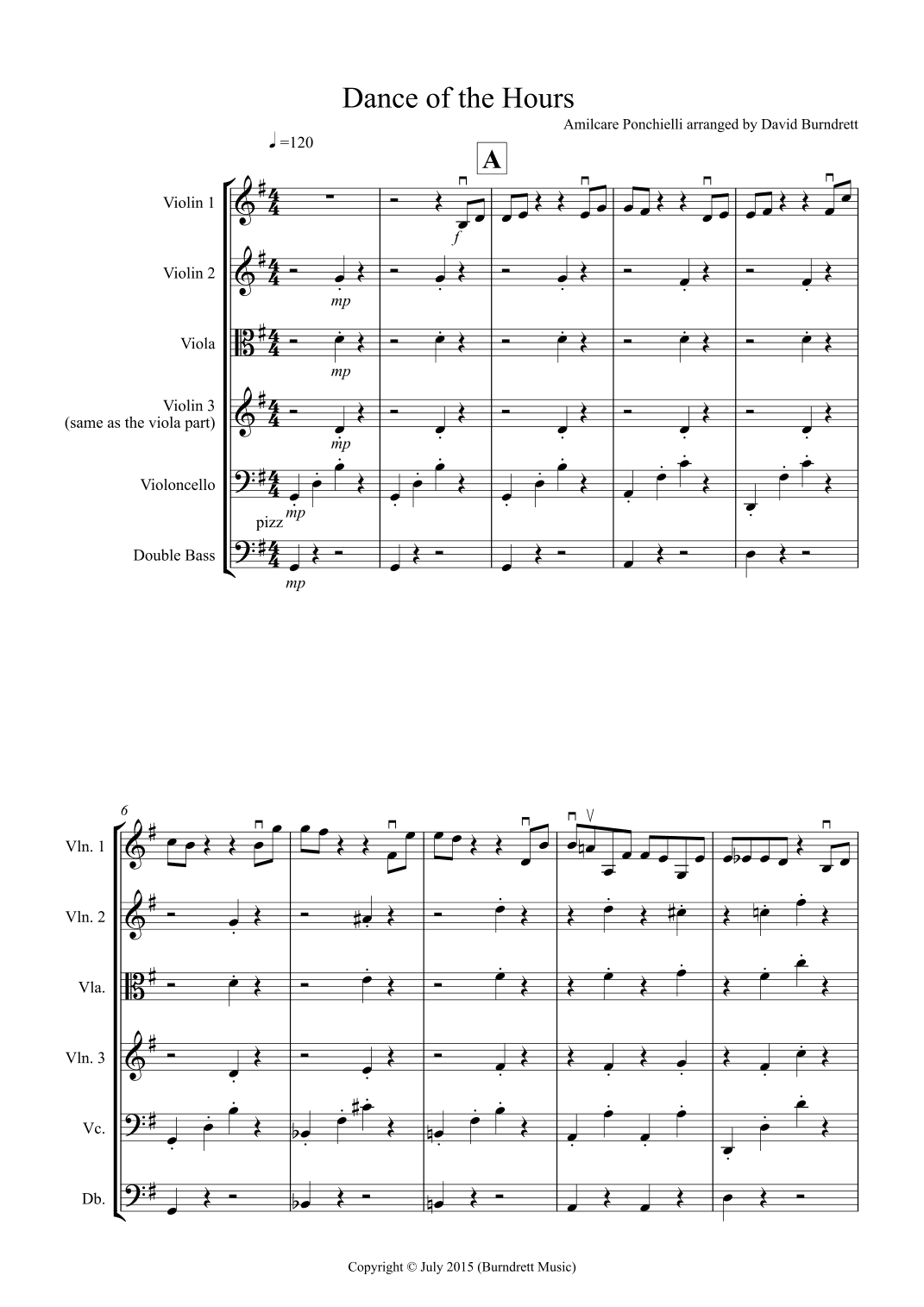 Dance of the Hours for String Orchestra (arr. David Burndrett)