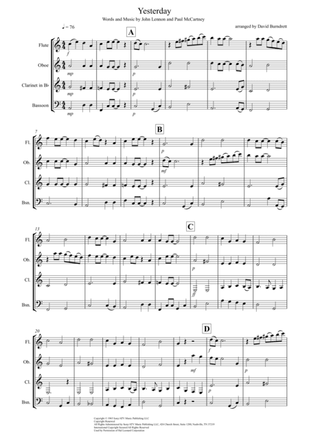 Yesterday (arr. David Burndrett)