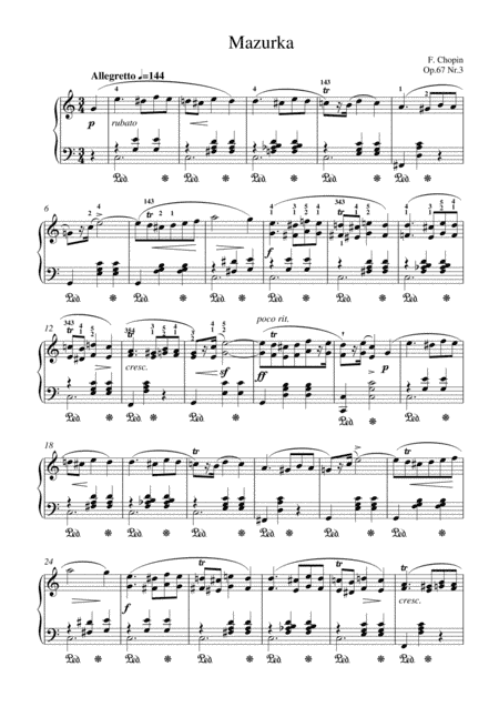 Chopin - Mazurka Op.67 No.3 for piano solo (arr. MPS)