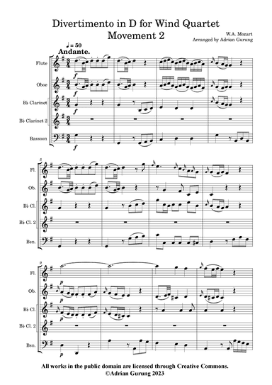 Divertimento in D K136 (arr. Adrian Gurung)