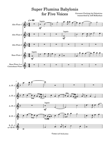 Super Flumina Babylonis for Five Voices (Low Flute Quintet) (arr. Jeff McKeehan)