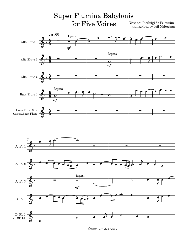 Super Flumina Babylonis for Five Voices (Low Flute Quintet) (arr. Jeff McKeehan)