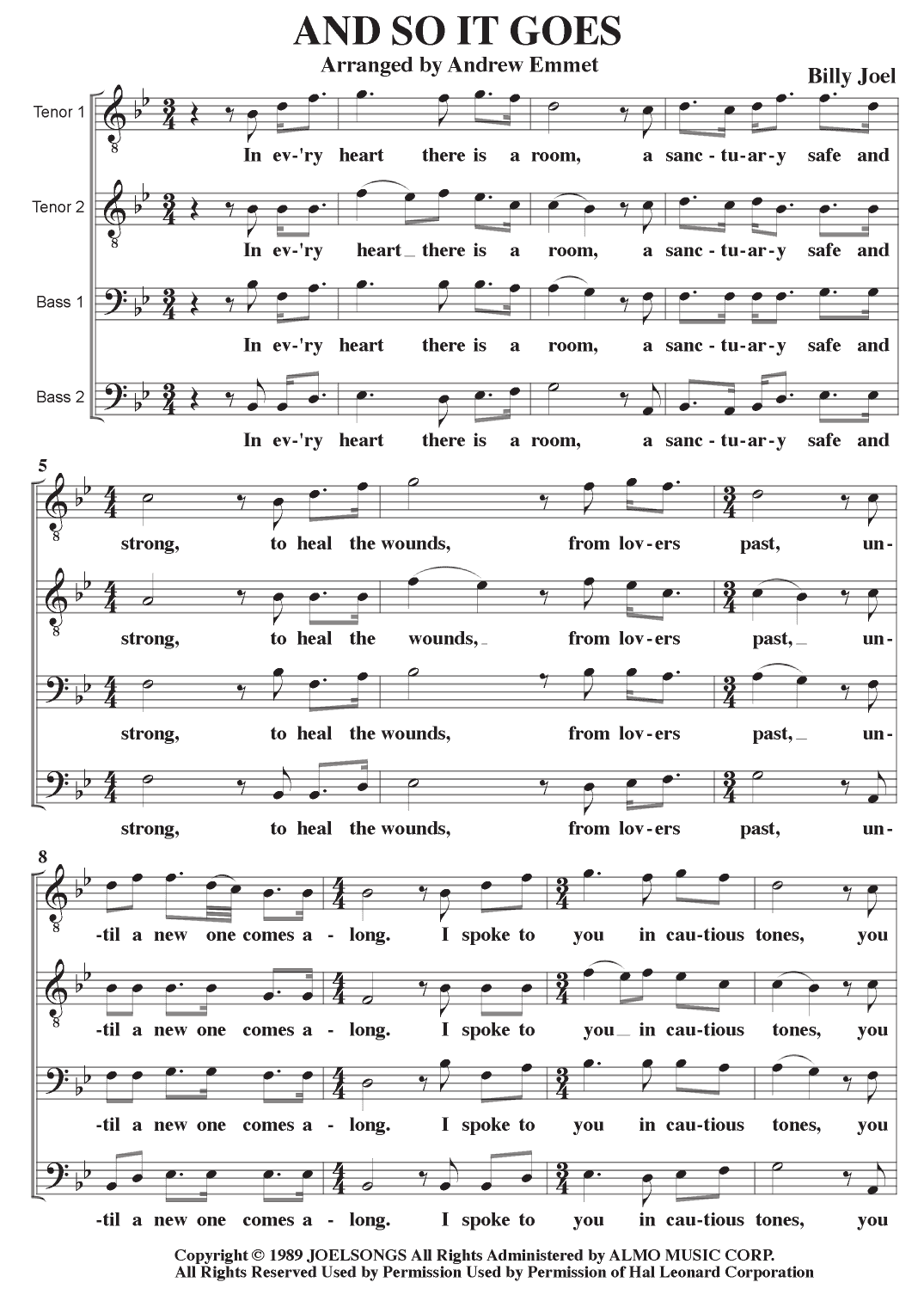 And So It Goes (arr. Andrew Emmet)