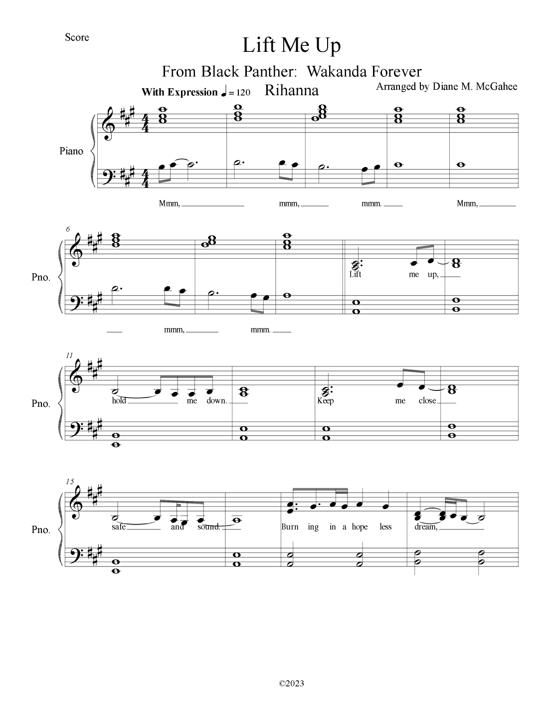 Lift Me Up (arr. Arranged by Diane M. McGahee)