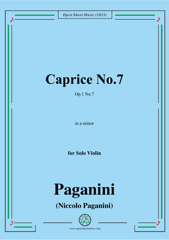Paganini-Caprice No.7,Op.1 No.7,in a minor,for Solo Violin (arr. OSM Press)