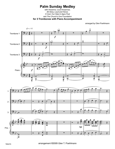 PALM SUNDAY MEDLEY - 3 TROMBONES with Piano (medley of hymns) (arr. Glen Poehlmann)