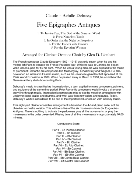 Five Epigraphes Antiques (arr. Glen D. Lienhart)