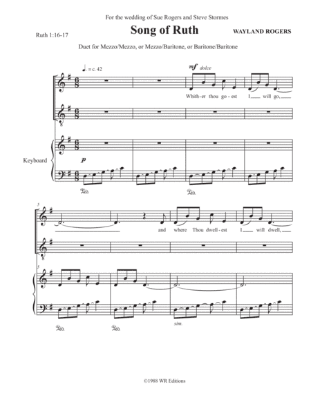 Song of Ruth (Whither Thou Goest) Duet in G
