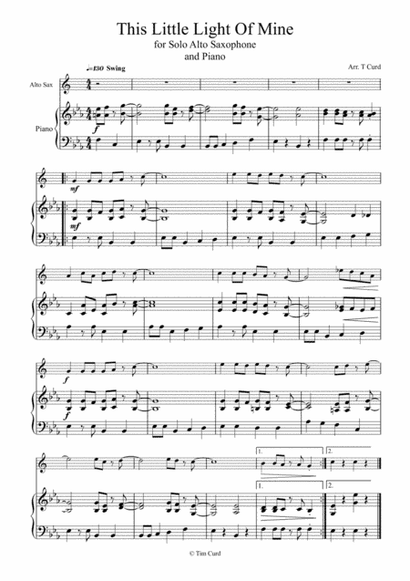 This Little Light of Mine for Solo Alto Saxophone and Piano (arr. Tim Curd)