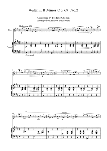 Waltz in B Minor Op. 69, No. 2 for Flute & Piano (arr. Andrew Middleton)