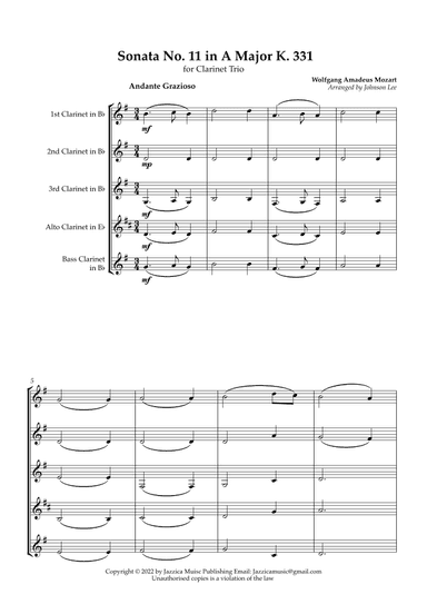 Sonata in A Major K331 (arr. Johnson Lee)