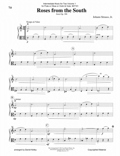Intermediate Music for Two, Volume 1 - for Flute or Oboe or Violin & Viola (arr. Daniel Kelley)
