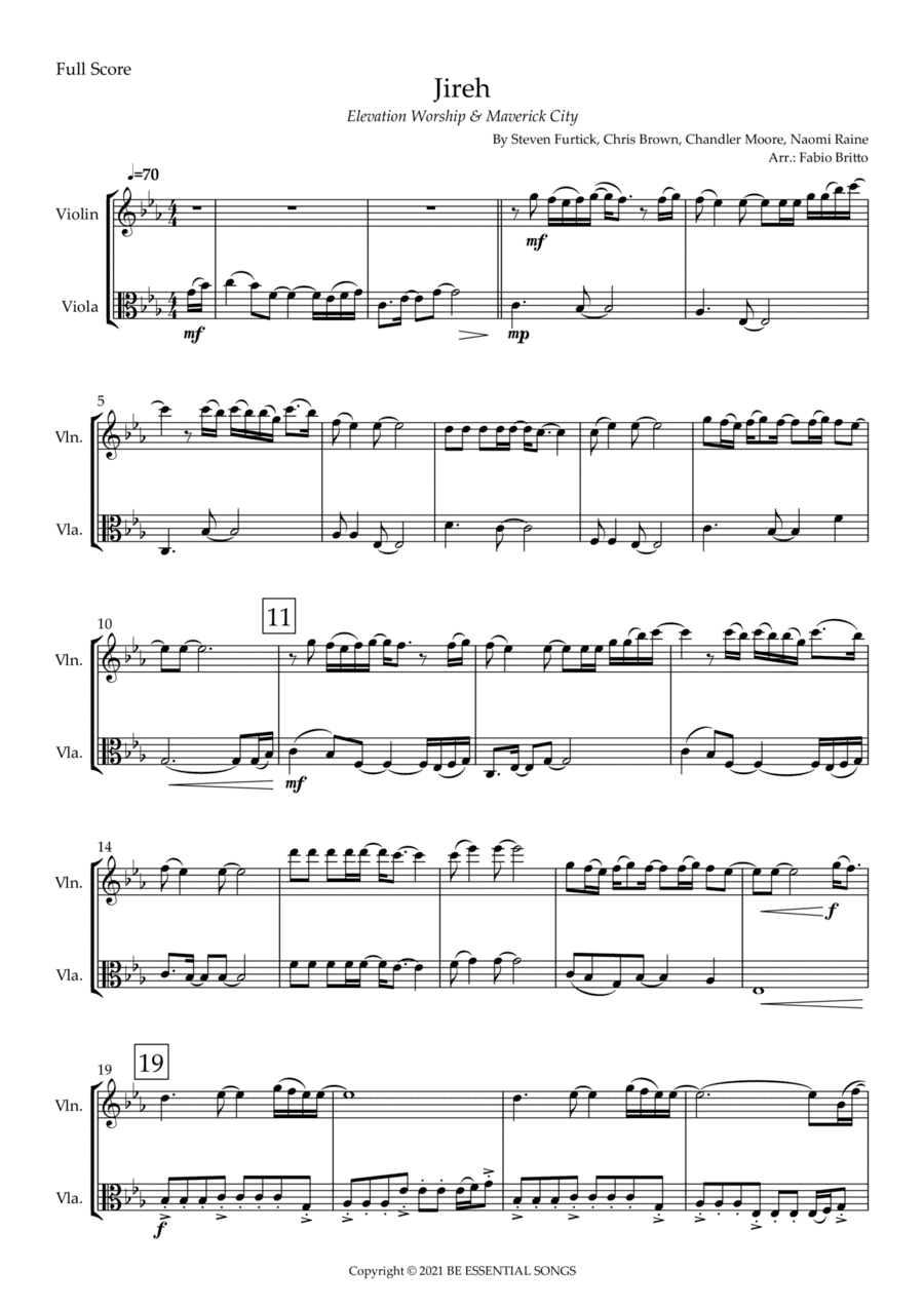 Jireh (arr. Fabio Britto)