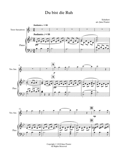 Du bist die Ruh (arr. Jane Frasier)