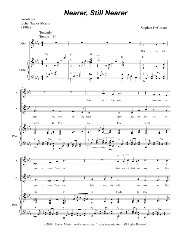 Nearer, Still Nearer (for 2-part choir - (SA)