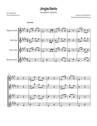 Jingle Bells (for saxophone quartet) (arr. Daniel Nakamura)