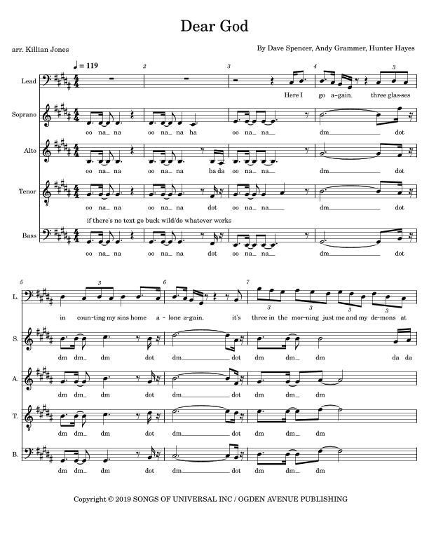 Dear God (arr. Killian Jones)