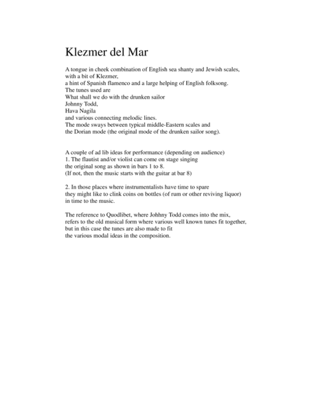 Klezmer del Mar for flute, viola and guitar (arr. David Warin Solomons)