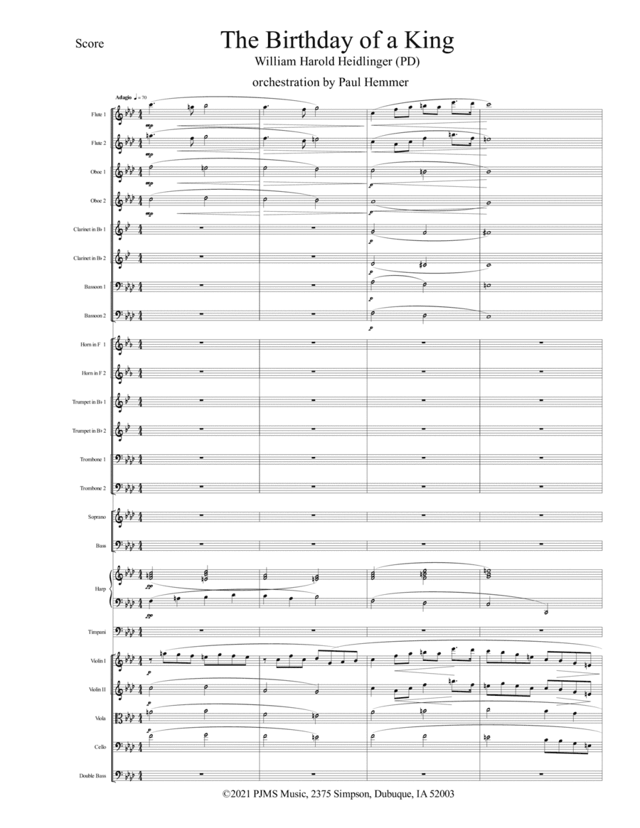 Birthday of a King - Solo voice with SATB Chorus & Orchestra (arr. Paul Hemmer)