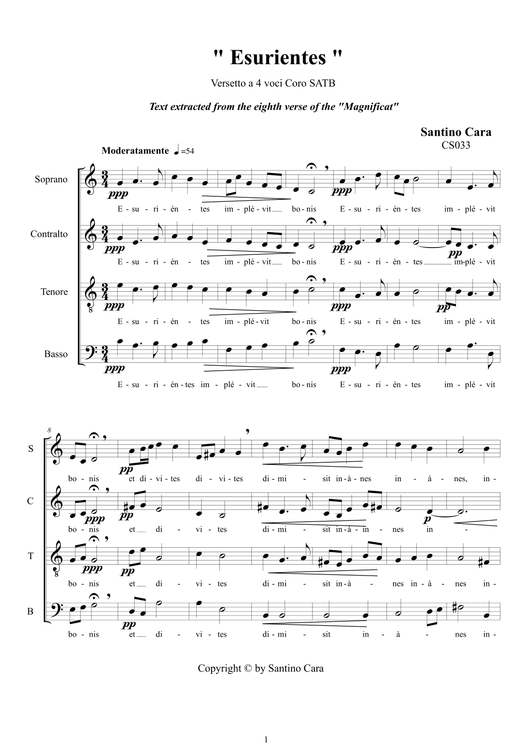Esurientes - Choir SATB a cappella