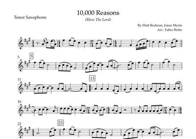 10,000 Reasons (bless The Lord) (arr. Fabio Britto)