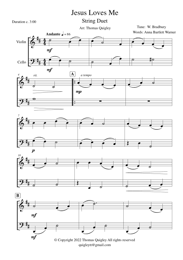 Jesus Loves Me (arr. Thomas Quigley)