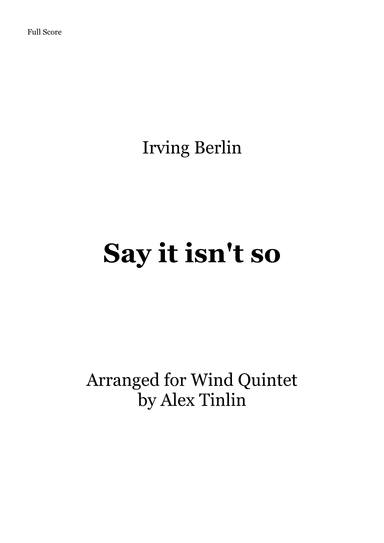Say It Isn't So (arr. Alex Tinlin)