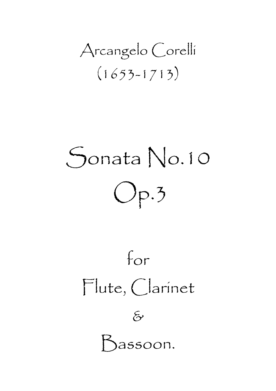 Sonata No.10 Op.3 (arr. Spence Bundy)