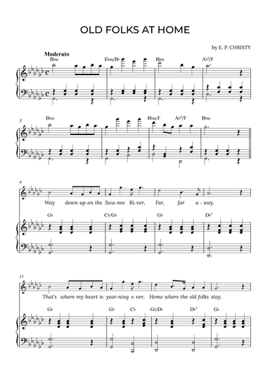 OLD FOLKS AT HOME in Gb with chords (arr. Alex Nunes Rodrigues)