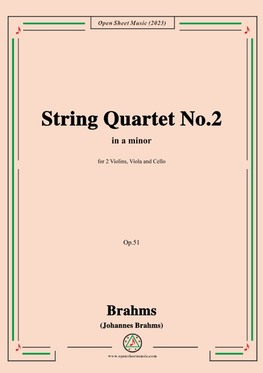 Brahms-String Quartet,in a minor,Op.51 No.2 (arr. OSM Press)