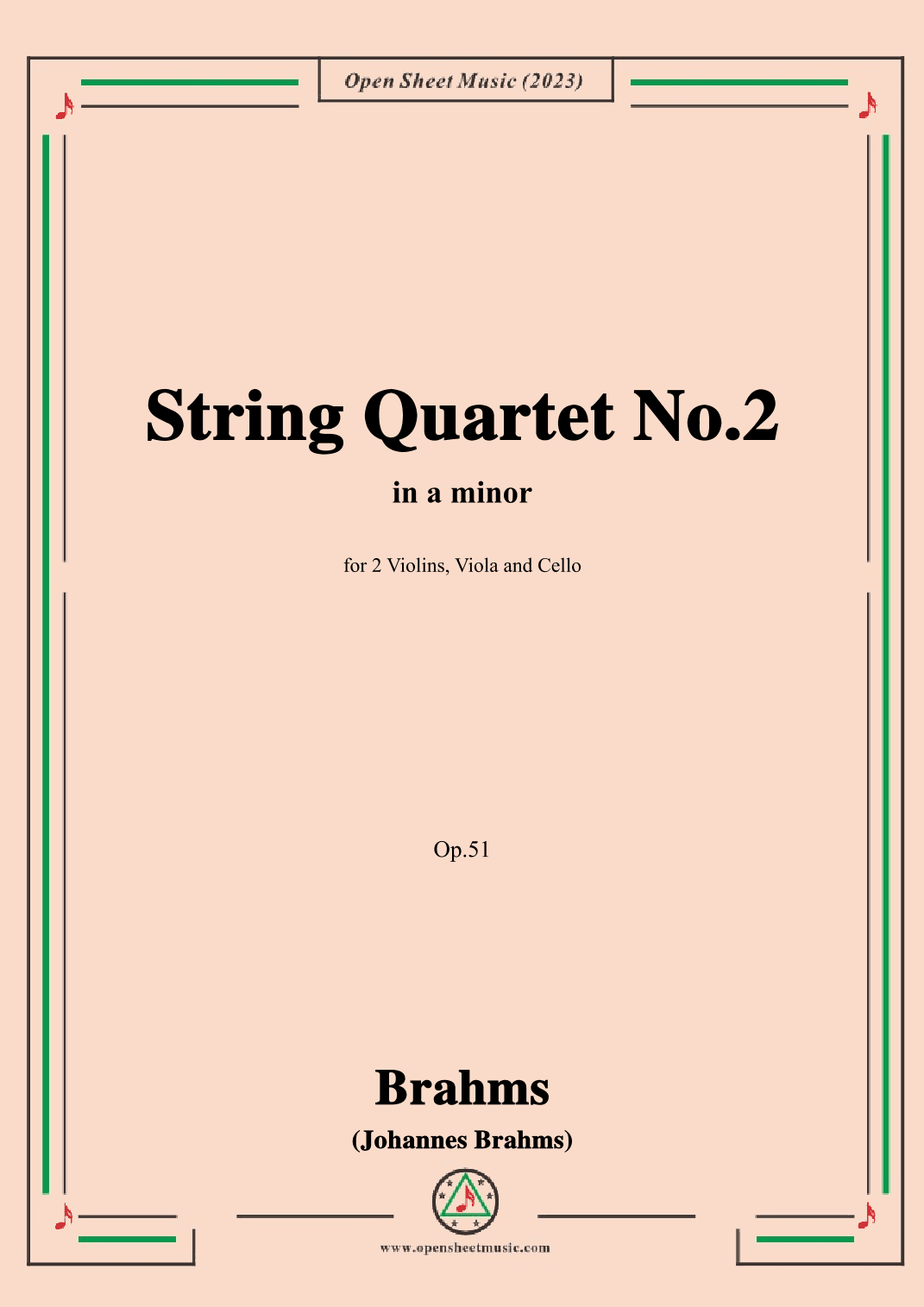 Brahms-String Quartet,in a minor,Op.51 No.2 (arr. OSM Press)