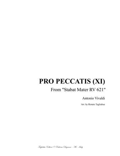 PRO PECCATIS (XI) - (From Stabat Mater- RV 621) - For Alto,and Organ 3 staff (arr. Renato Tagliabue)
