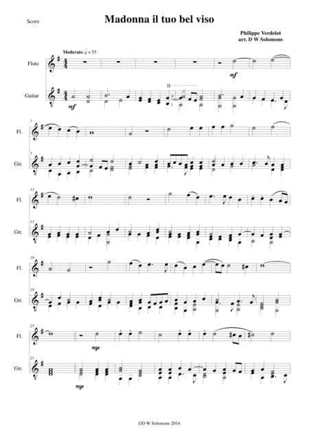 Madonna il tuo bel viso for flute and guitar (arr. David Warin Solomons)