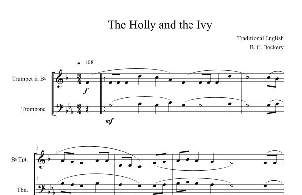 The Holly and the Ivy (Trumpet and Trombone Duet) (arr. B. C. Dockery)